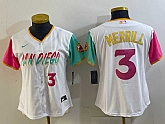 Women's San Diego Padres #3 Jackson Merrill Number White 2024 City Connect Cool Base Stitched Jersey,baseball caps,new era cap wholesale,wholesale hats